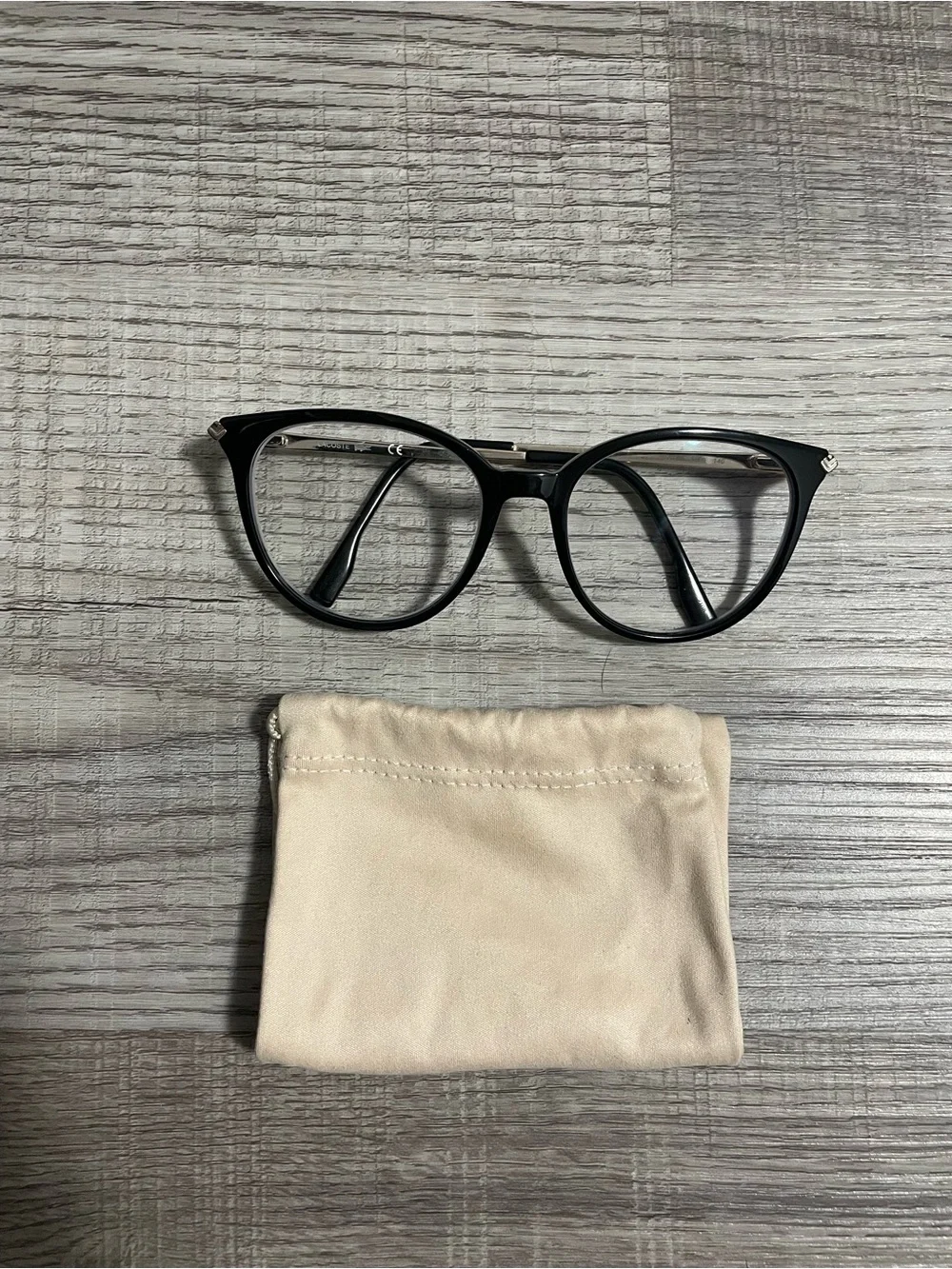 Lacoste Women’s Fashion Glasses in Black - Classic Round with Cloth Case